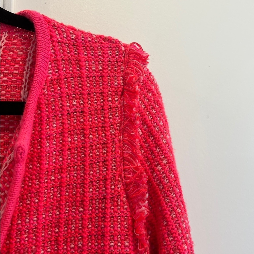 Lilly Pulitzer Vibrant Pink/coral Simora Fringe Cardigen Jacket M - Picture 5 of 5